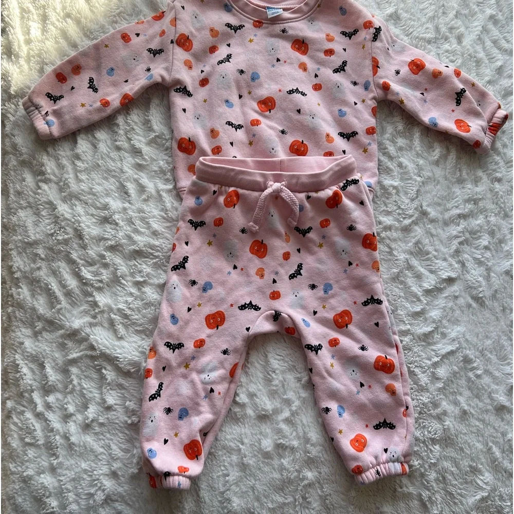 Old Navy Pink Pumpkin Print Kids Two Piece